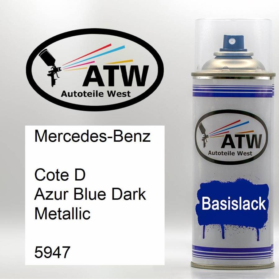 Mercedes-Benz, Cote D Azur Blue Dark Metallic, 5947: 400ml Sprühdose, von ATW Autoteile West.